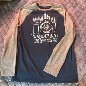 Long sleeve wanderlust baseball T